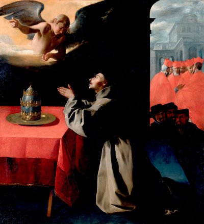 San Bonaventura (Giovanni di Fidanza, detto il dottore Serafico, san Bonaventura) in preghiera da Francisco de Zurbaran
