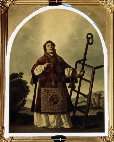San Lorenzo di Roma (morto martire su una griglia che figura come suo attributo). Dipinto di Francisco de Zurbarán (1598-1664). Olio su tela, 292 x 225 cm da Francisco de Zurbaran