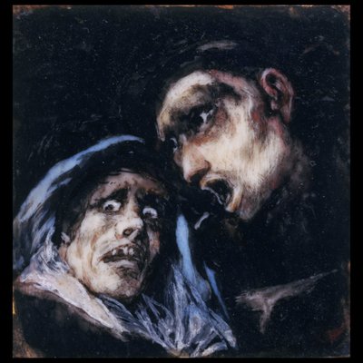 Monaco che parla con una vecchia da Francisco de Goya