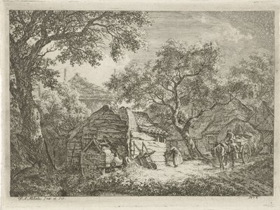 Fattoria circondata da alberi da Franciscus Andreas Milatz