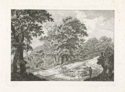 Paesaggio con due figure accanto alla strada da Franciscus Andreas Milatz