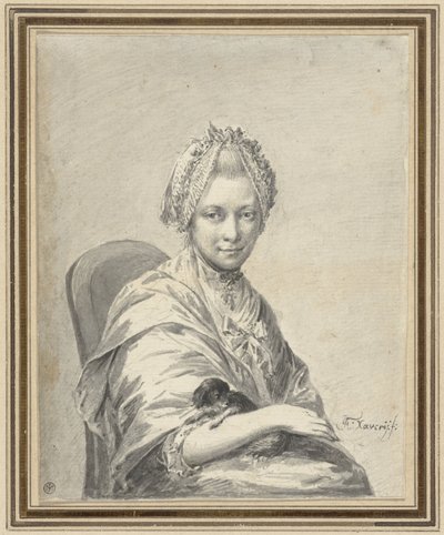 Ritratto di una giovane donna con un cagnolino da Franciscus Xaverius Xavery