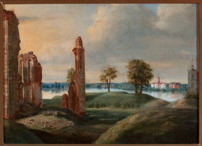 Biržai lituana con le rovine del castello dei Radziwiłł da Franciszek Smuglewicz