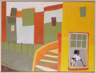 Brownstone Blues, 2000 (tecnica mista su tela) da Francks Deceus