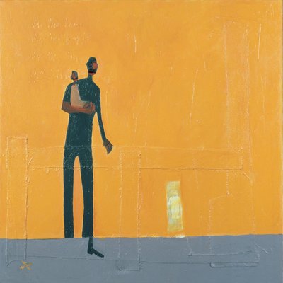 Padre e figlio (tecnica mista su tela) da Francks Deceus