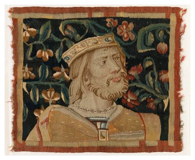 Frammento di arazzo raffigurante la testa di un re, fine XV secolo da Franco-Flemish School