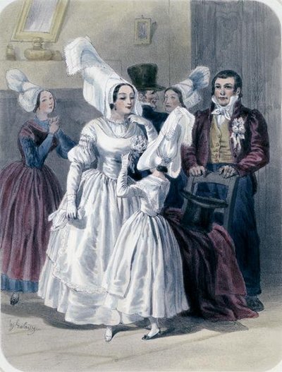 Una sposa e una ragazza prima della sua prima comunione, dalla regione di Nantes e della Bassa Loira da Francois Hippolyte Lalaisse