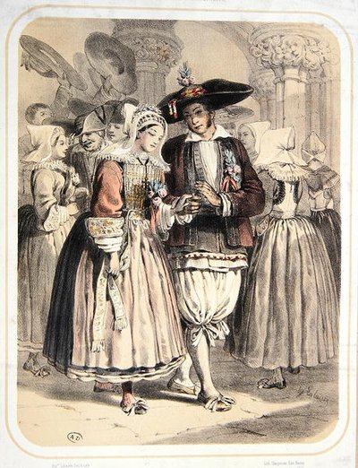 Sposi della regione di Saille, Francia, c.1850 da Francois Hippolyte Lalaisse