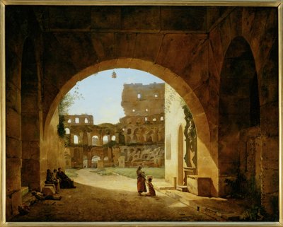 Vista interna del Colosseo a Roma ... da Francois-Marius Granet