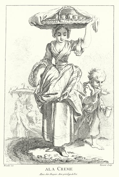 Venditore di crema (incisione) da Francois (after) Boucher