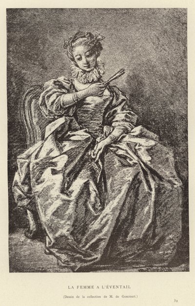 La donna con il ventaglio da Francois (after) Boucher