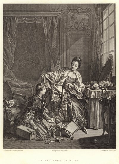 La venditrice di mode (incisione) da Francois (after) Boucher