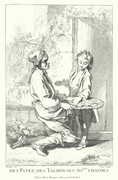Venditore di pasticceria (incisione) da Francois (after) Boucher