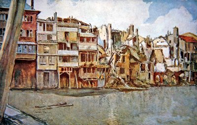 Battaglia di Verdun: Vista del fiume Mosa a Verdun da Francois (after) Flameng