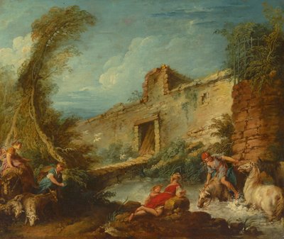 Attraversamento del guado, c.1703-70 da Francois (and studio) Boucher