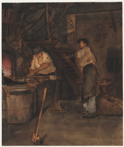 Studio per La bottega del fabbro: Ricordo di Le Tréfort da François Bonvin