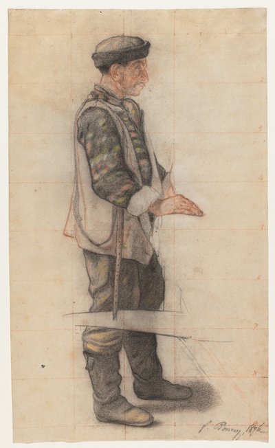 Il portatore di barella (Studio per "Le Couvreur tombé") da François Bonvin