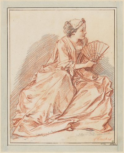 Una giovane donna con un ventaglio da François Boucher