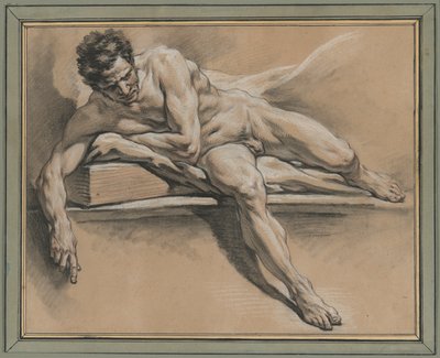 Studio accademico di un nudo maschile reclinato da François Boucher