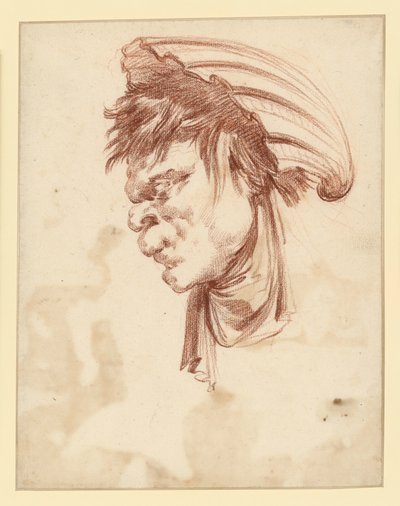Testa grottesca di profilo verso sinistra con una conchiglia come copricapo da François Boucher