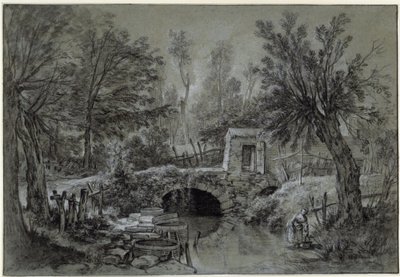 Paesaggio con ruscello e ponte da François Boucher