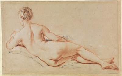 Nudo femminile disteso, appoggiato sul braccio sinistro, visto di schiena da François Boucher
