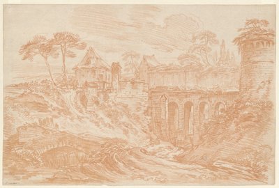 Paesaggio con torre e ponte da François Boucher