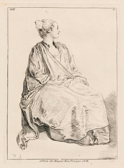 Donna seduta rivolta a destra da François Boucher