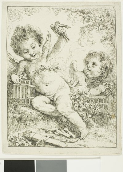 Due putti con un uccello da François Boucher