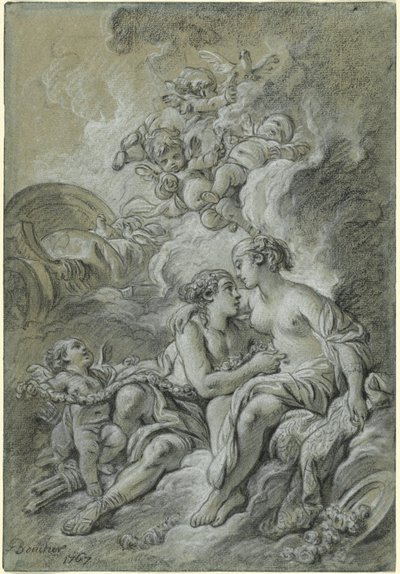 Venere appoggiata al suo amato Adone... da François Boucher