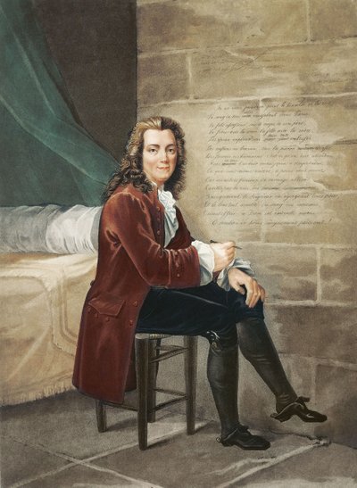 Voltaire imprigionato alla Bastiglia scrive La Henriade nel 1728 da Francois Bouchot