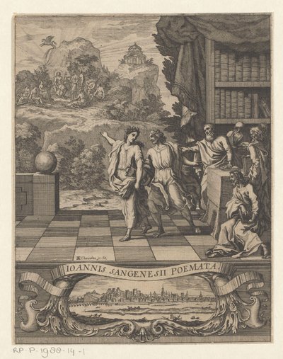 Figura allegorica femminile indica un giovane sul monte Parnaso da Francois Chauveau