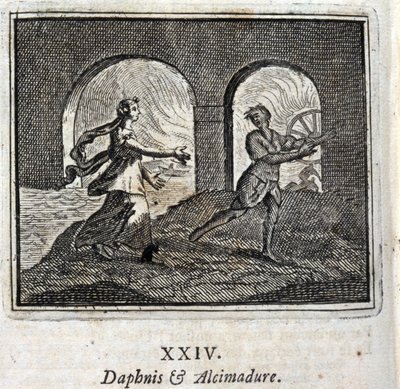 Dafni e Alcimadura. Favole di Jean de La Fontaine (1621-95). Illustrazione di François Chauveau (1613-1676). Edizione del 1728. da Francois Chauveau