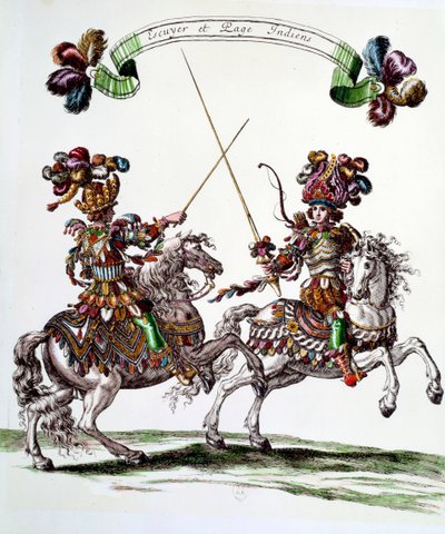 Ecuyer indiano e paggio durante il carosello dato da Re Luigi XIV nel 1662 alle Tuileries per celebrare la nascita del Delfino da Francois Chauveau