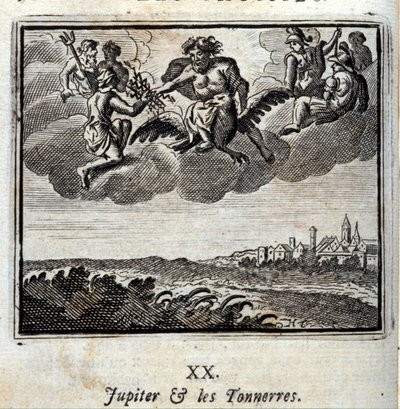 Giove e i tuoni. Favole di Jean de La Fontaine. Illustrazione di François Chauveau. Edizione del 1728. da Francois Chauveau