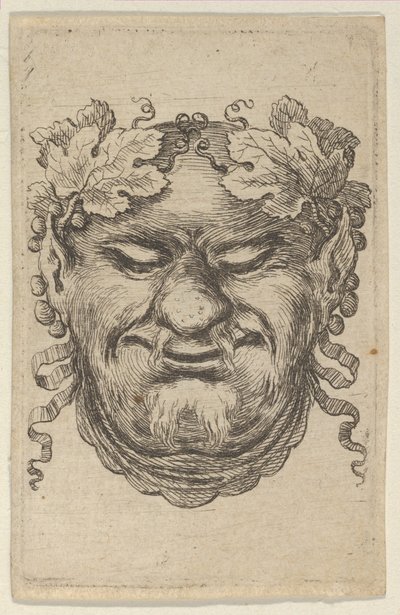 Maschera di Bacco con una Corona di Foglie di Vite e Nastro, da Divers Masques, ca. 1635-45 da Francois Chauveau