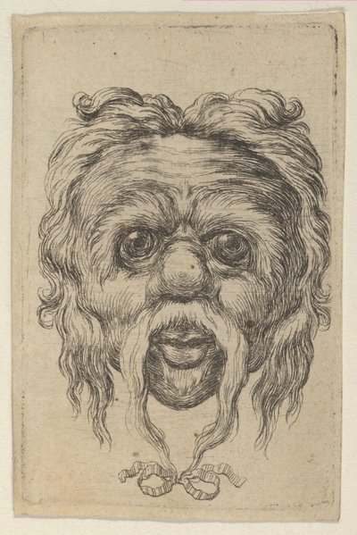 Maschera con un lungo baffo legato con un nastro sotto il mento, da Divers Masques, ca. 1635-45 da Francois Chauveau