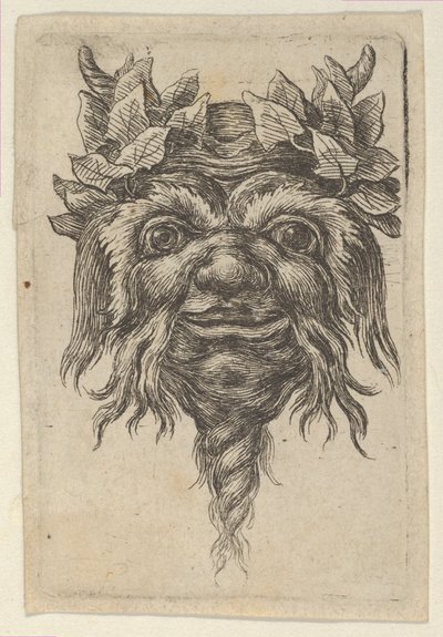 Maschera di satiro con barba a spirale e edera intorno a ogni corno, ca. 1635-45 da Francois Chauveau