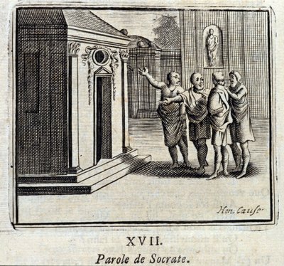 La parola di Socrate. Favole di Jean de La Fontaine. Illustrazione di François Chauveau. Edizione del 1728 da Francois Chauveau