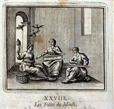 Le figlie di Minia. Favole di Jean de La Fontaine (1621-95). Illustrazione di François Chauveau (1613-1676). Edizione del 1728. da Francois Chauveau