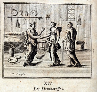 Le indovine. Favole di Jean de La Fontaine (1621-95). Illustrazione di François Chauveau (1613-1676). Edizione del 1728. da Francois Chauveau