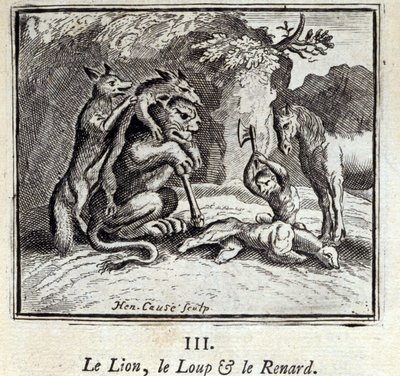 Il leone, il lupo e la volpe da Francois Chauveau