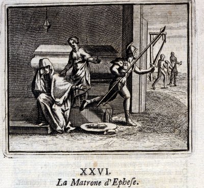 La matrona di Efeso. Favole di Jean de La Fontaine (1621-95). Illustrazione di François Chauveau (1613-1676). Edizione del 1728. da Francois Chauveau