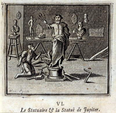 Lo statuario e la statua di Giove. Favole di Jean de La Fontaine (1621-95). Illustrazione di François Chauveau (1613-1676). Edizione del 1728. da Francois Chauveau