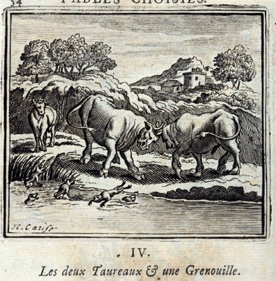 I due tori e una rana da Francois Chauveau