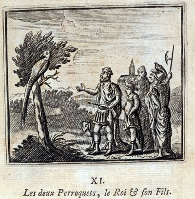 I due pappagalli, il re e suo figlio da Francois Chauveau