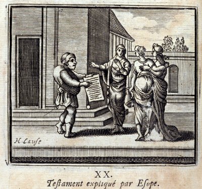 Testamento spiegato da Esopo. Favole di Jean de La Fontaine (1621-95). Illustrazione di François Chauveau (1613-1676). Edizione del 1728. da Francois Chauveau