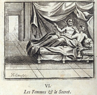 Le donne e il segreto. Favole di Jean de La Fontaine. Illustrazione di François Chauveau. Edizione del 1728. da Francois Chauveau