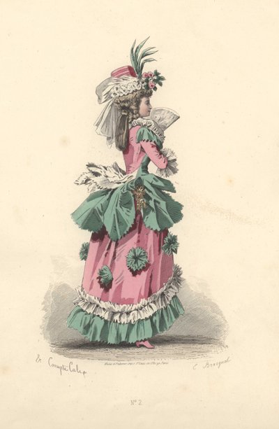 Donna alla moda in abito con rosette, epoca di Maria Antonietta da Francois Claudius Compte Calix