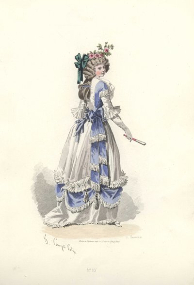 Donna in abito con frange a nastro, epoca di Maria Antonietta da Francois Claudius Compte Calix